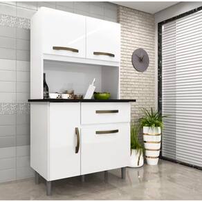 Armário para Cozinha 4 Portas 1 Gaveta Luiza Imop - - Branco Neve