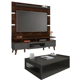 Rack Com Painel 160 Cm Para 65 Polegadas Dallas E Mesa De Centro marrom Palisandro Cinza Régio