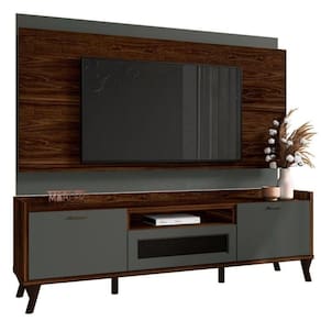 Rack Com Painel Para 75 Polegadas Sala De Estar Dallas marrom Palisandro- Cinza Régio