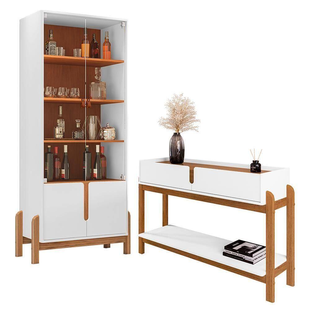 Sala De Jantar Lizz Com Cristaleira E Aparador Branco-cedro - Casa D Branco-cedro
