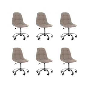 Kit 6 Cadeiras Office Eiffel Botonê Ajustável Base Giratória Bege