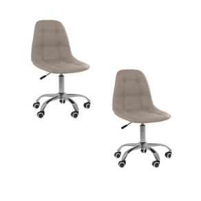 Kit 2 Cadeiras Office Eiffel Botonê Ajustável Base Giratória Bege