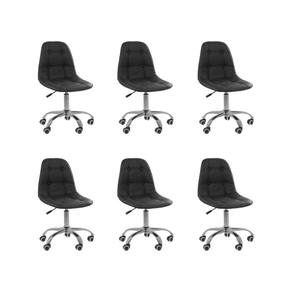 Kit 6 Cadeiras Office Eiffel Botonê Ajustável Base Giratória Preta