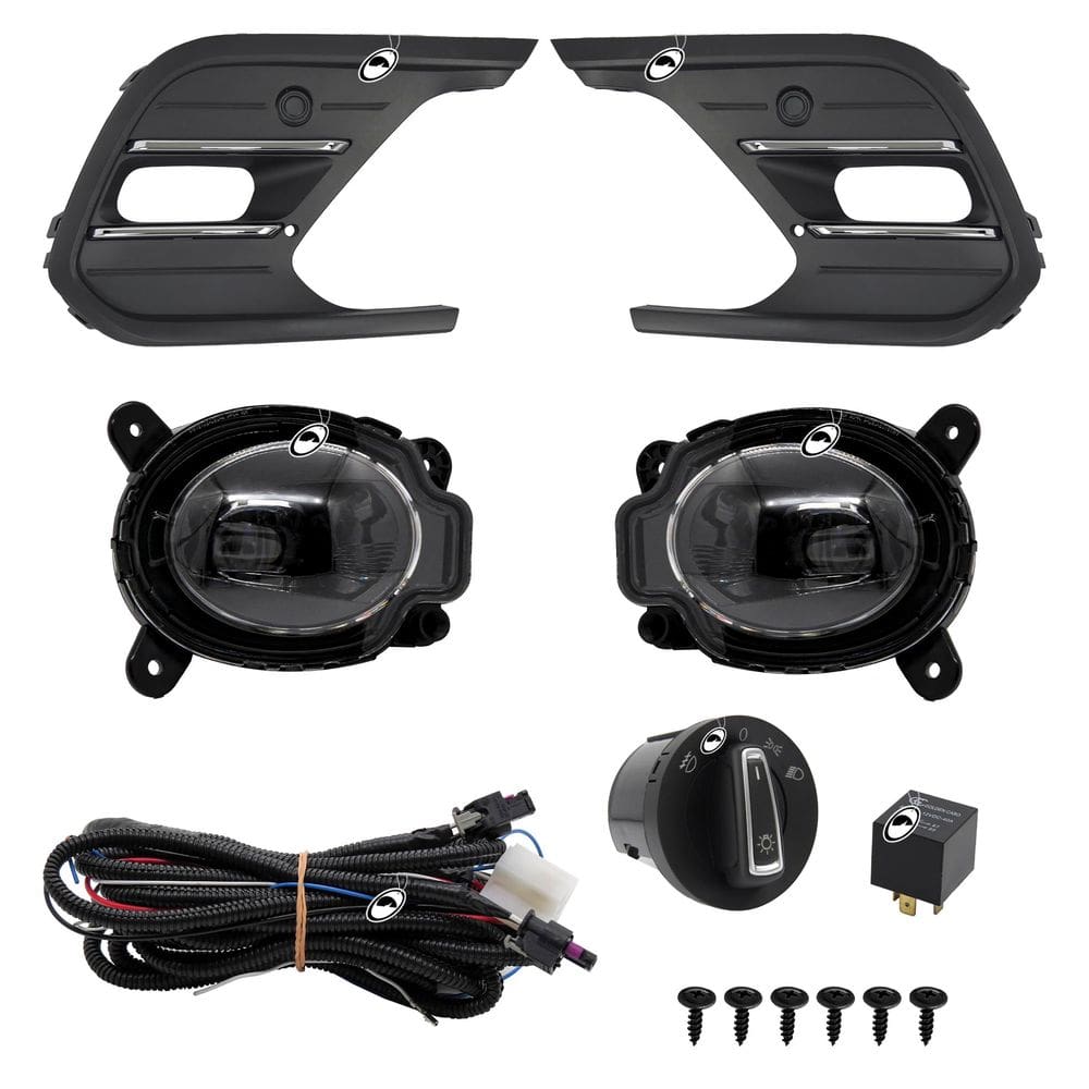 Kit Farol de Milha LED Friso Cromo Novo Polo 2023 em diante Comfortline Sense TSI MPI Botão modelo Painel