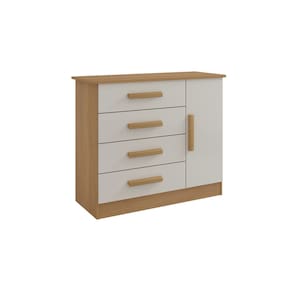Cômoda Firenze 4 Gavetas 1 Porta Cinamomo Off White - D`Doro