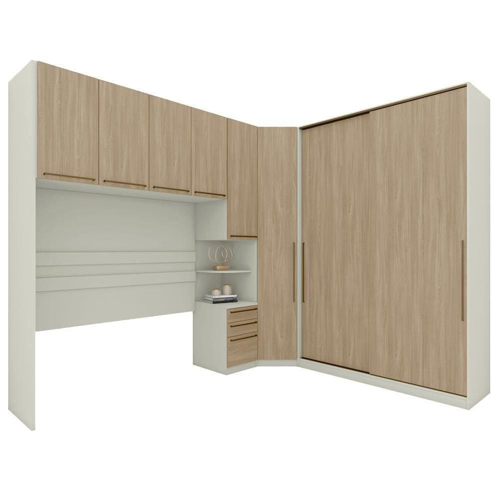 Quarto Casal Modulado 8 Portas Seletto Henn Areia Jequitiba