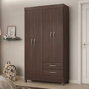Guarda-roupa Solteiro 4 Portas 2 Gavetas 110cm Multimóveis Cr35281 Café Touch