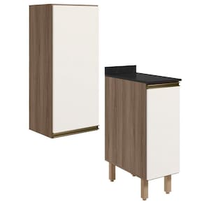 Armario Aereo Balcao 1 Porta 30cm Mdf Kali Carvalho Nicioli Carvalho Toq Off White Cetim