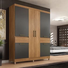 Guarda-roupa Casal 6 Portas 2 Gavetas 160cm Multimóveis Cr35287 Amêndola Grafito