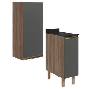 Armario Aereo Balcao 1 Porta 30cm Mdf Kali Nicioli Carvalho Toq Chumbo