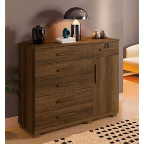 Cômoda Milão 6 Gavetas 1 Porta Benetil Móveis - Imbuia