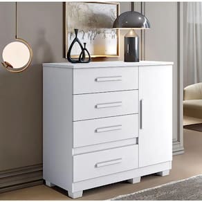 Cômoda New Florença 4 Gavetas 1 Porta Benetil Móveis - Branco