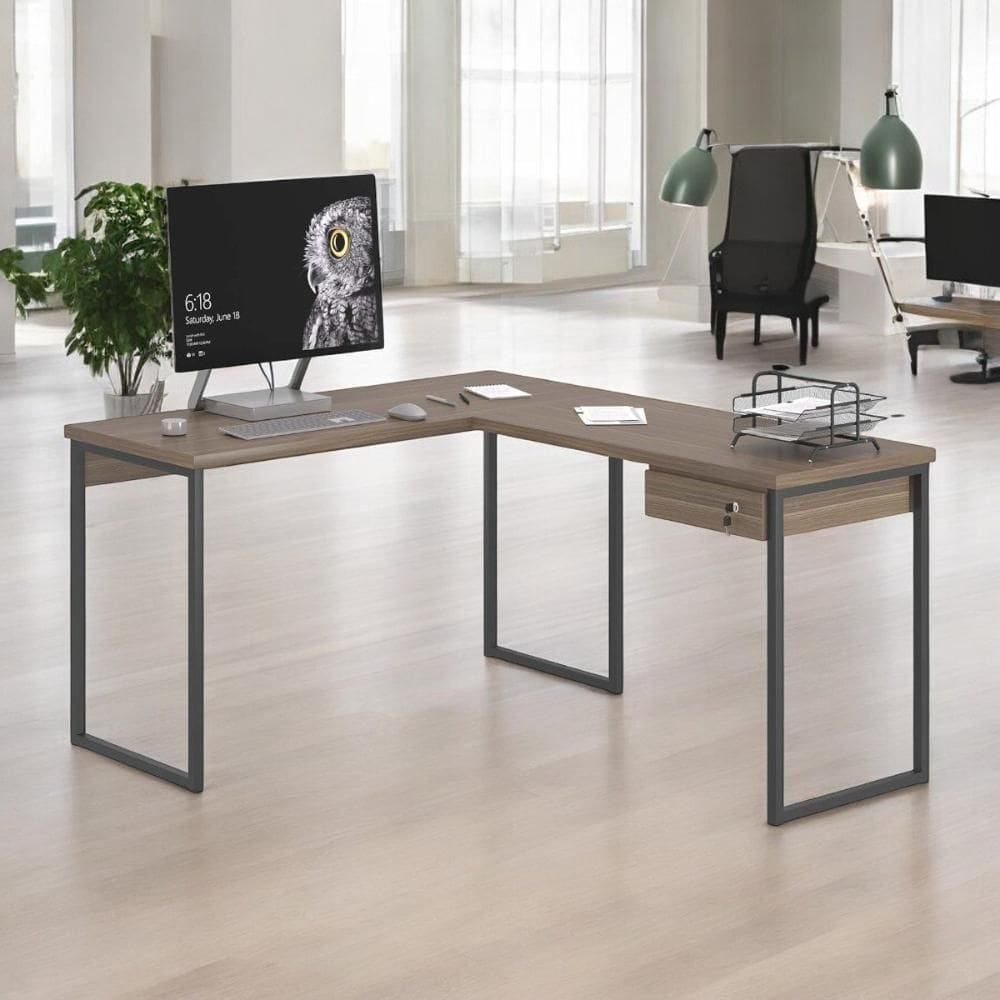 Mesa Home Office Escrivaninha L Industriale Affara Com Gaveteiro