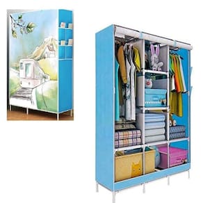 Guarda-roupa Triplo Portátil Para Adulto E Infantil Arara Roupeiro Organizador Com Cabideiro E Prateleiras