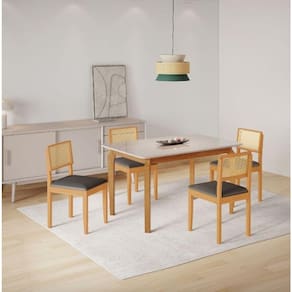 Mesa Alegra 4 Cadeiras Jade 1,20 Jolie Cinza Jcm - Cinamomo/off