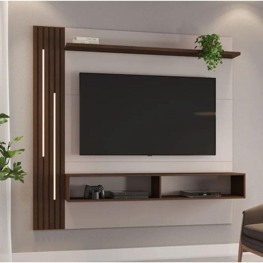 Painel Agrado Para Até 65" Jcm Movelaria - Off/café Soft