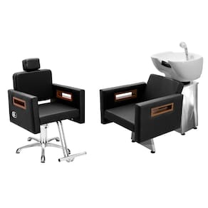 Kit Salão de Beleza 1 Cadeira Reclinável Estrela + 1 Lavatório Base Inox Tunísia