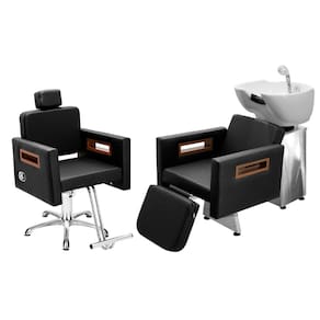 Kit Salão de Beleza 1 Cadeira Reclinável Estrela + 1 Lavatório C/Ap Base Inox Tunísia