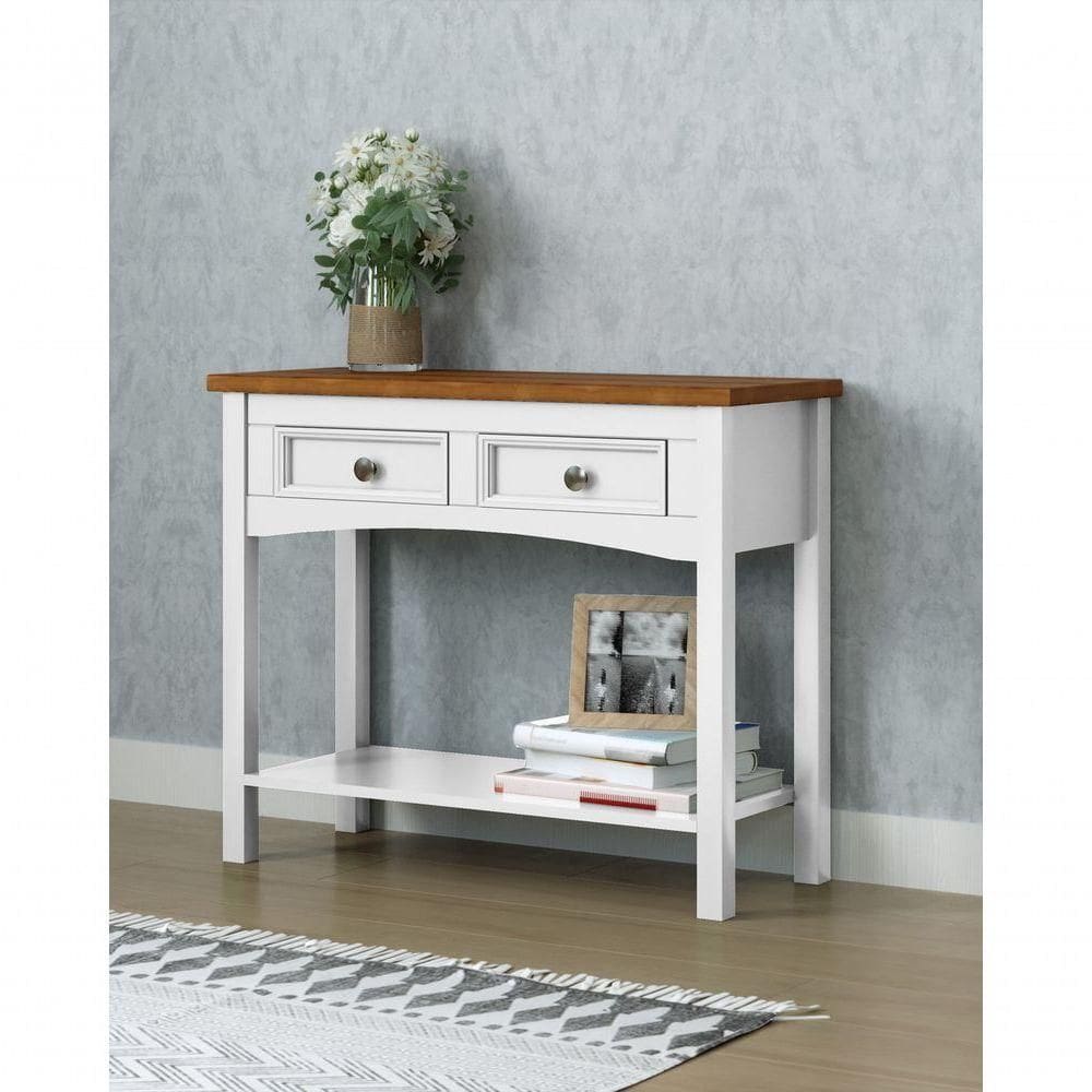 Mesa Aparador 2 Gavetas 1 Prateleira Veneza Branco