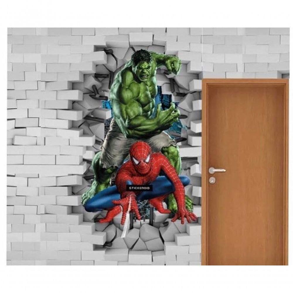 Papel De Parede Adesivo Super Heróis Ph1008 Hulk E Aranha