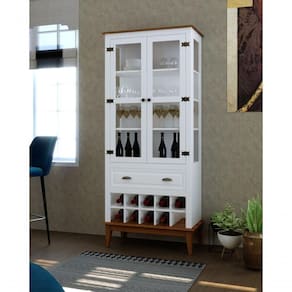 Cristaleira Adega 2 Portas 1 Gaveta Madeira Veneza Branco
