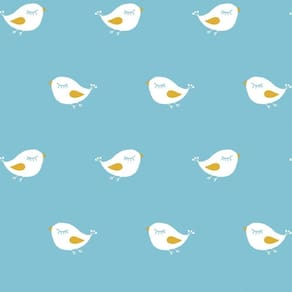 Papel De Parede Infantil Passarinhos Azul E Branco Ff4005