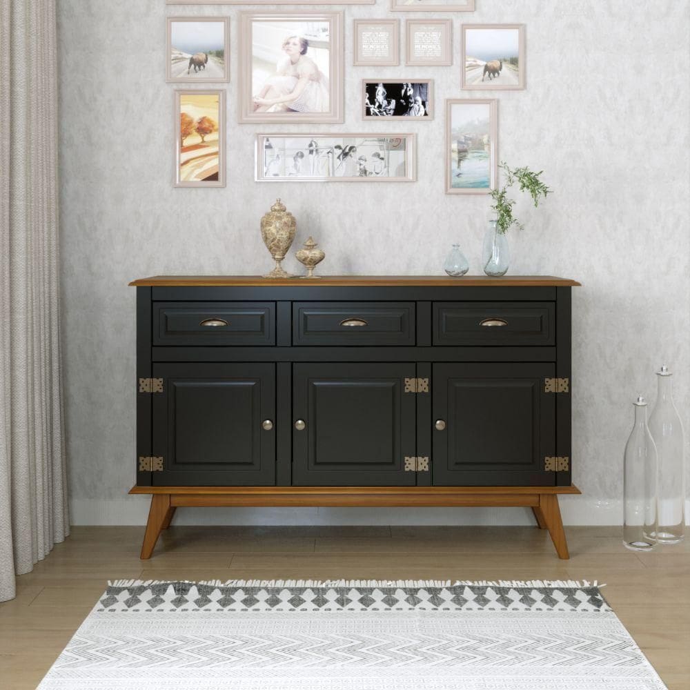 Balcão Buffet Aparador 3 Portas 3 Gavetas New Veneza Preto