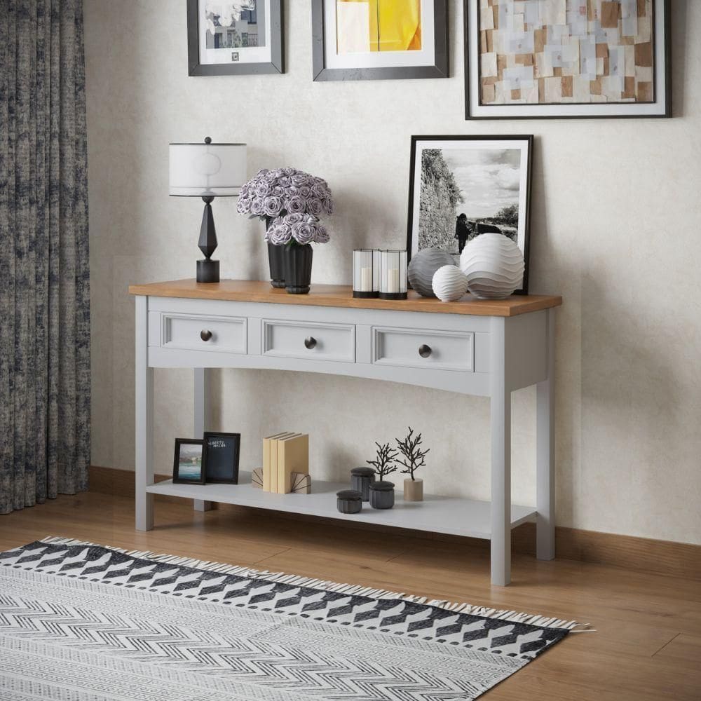 Mesa Aparador 3 Gavetas 1 Prateleira Veneza Branco