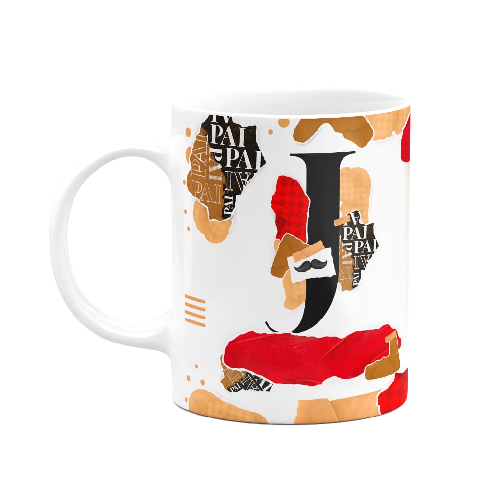 Caneca do Pai - Inicial do nome letra J - Bg-Red