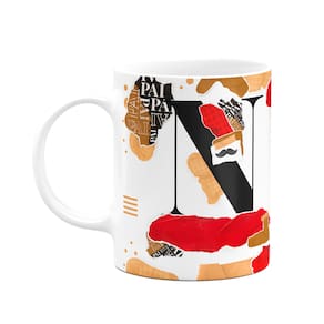 Caneca do Pai - Inicial do nome letra N - Bg-Red