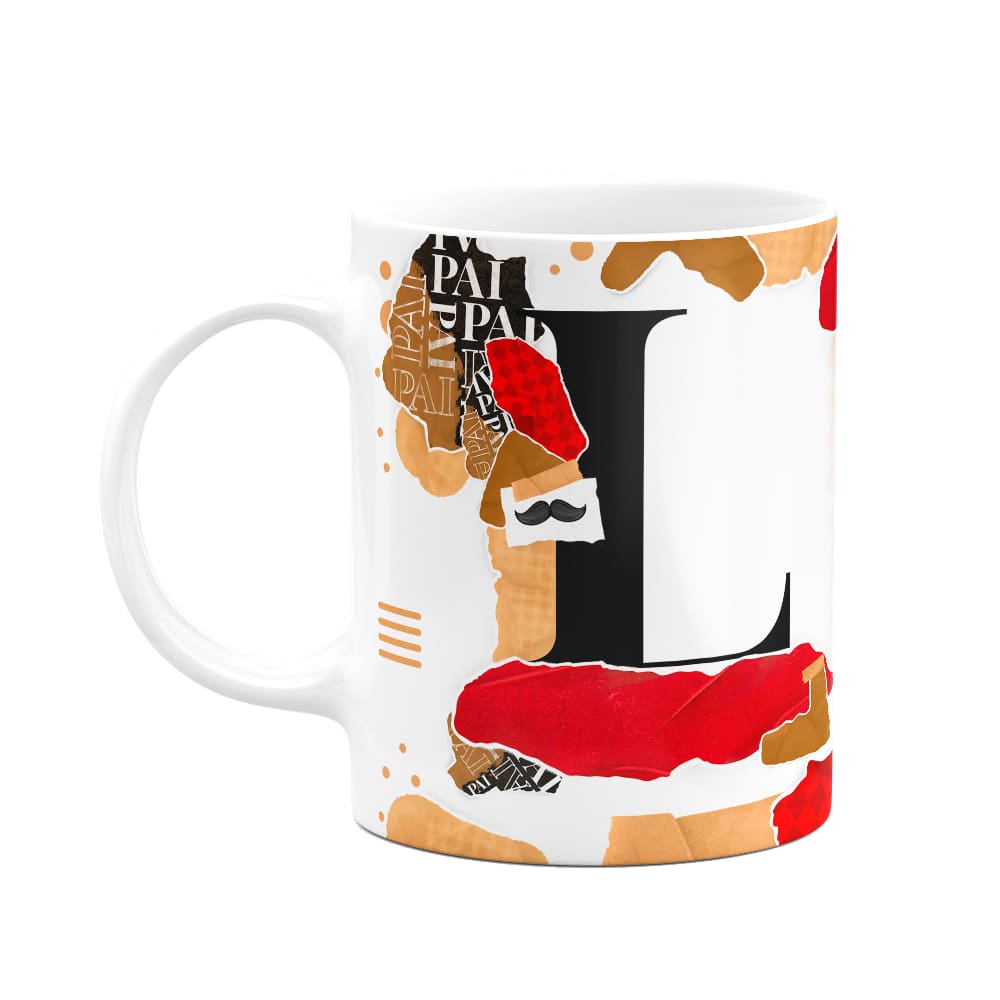 Caneca do Pai - Inicial do nome letra L - Bg-Red