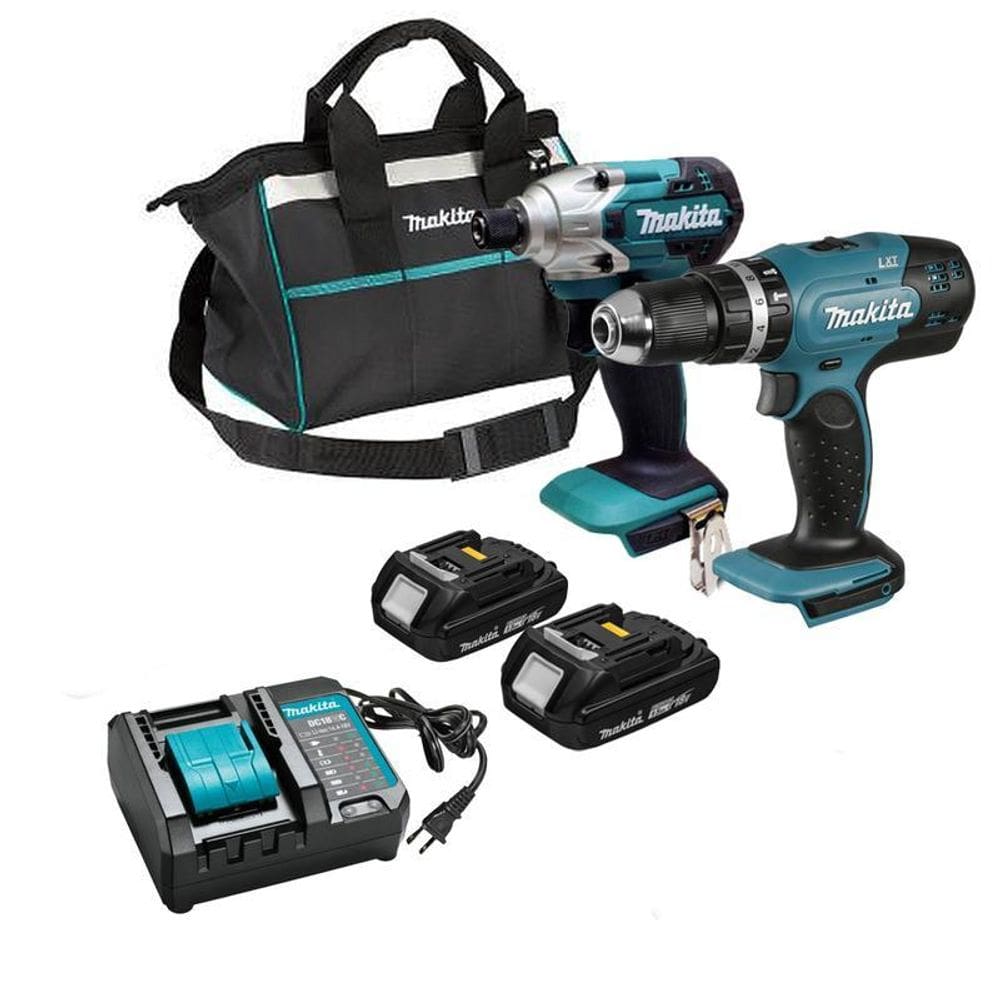 Kit Parafusadeiras Impacto 18V Makita Dlx2336Y01 Com Bolsa