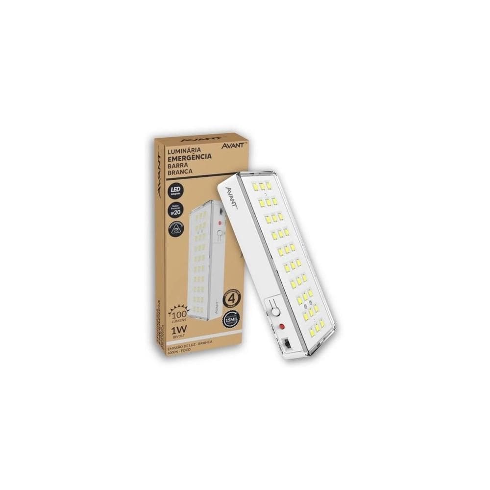 Luminária De Emergência 30 Led Barra 1W 6000K Branca Ip20