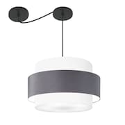Lustre Sala de Jantar Com Desvio Vivare Md-4401 Cúpula em Tecido 60cm