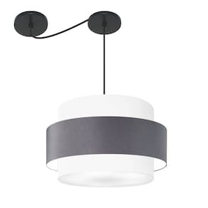 Lustre Sala de Jantar Com Desvio Vivare Md-4401 Cúpula em Tecido 60cm