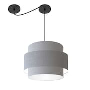 Lustre Sala de Jantar Com Desvio Vivare Md-4397 Cúpula em Tecido 40cm
