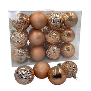 Kit Com 24 Bolinhas 06Cm Rosê Gold Enfeite Árvore De Natal