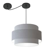 Lustre Sala de Jantar Com Desvio Vivare Md-4399 Cúpula em Tecido 50cm
