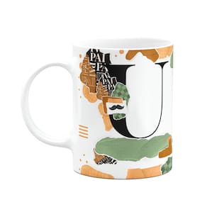 Caneca do Pai - Inicial do nome letra U - Bg-Green