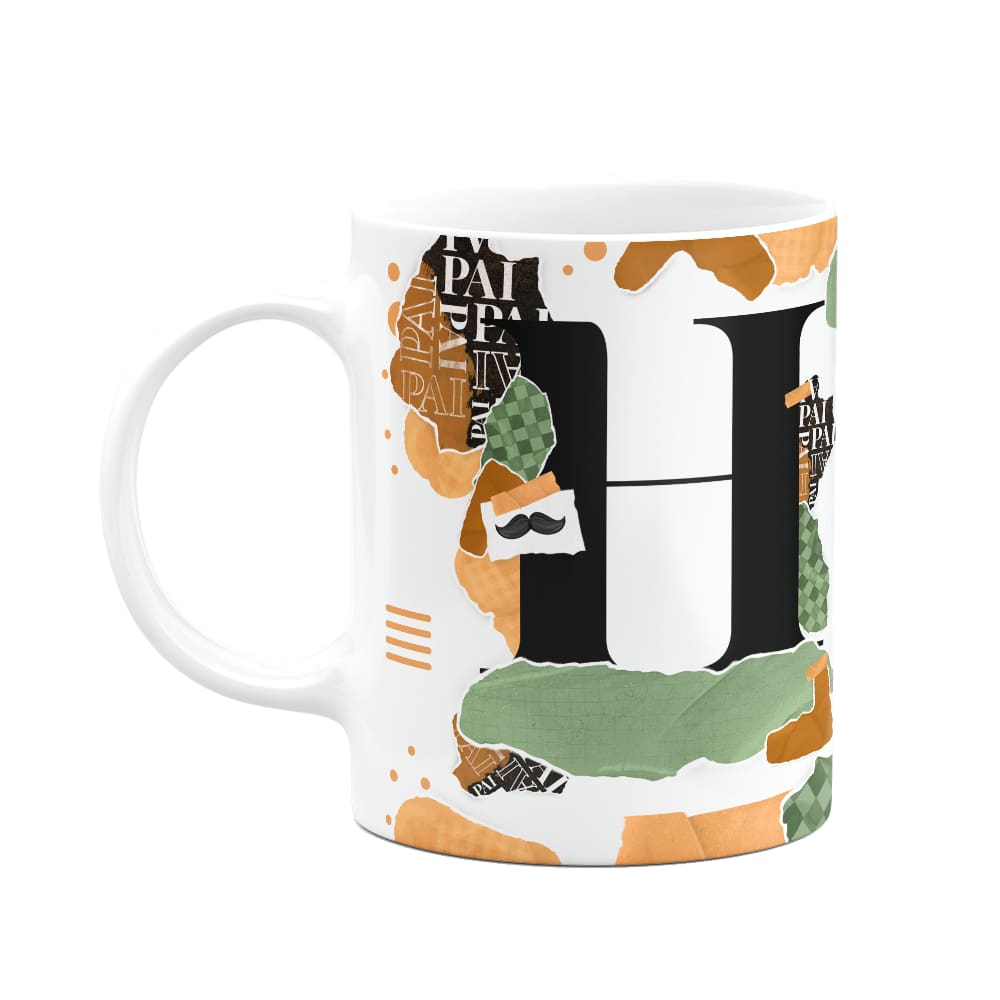 Caneca do Pai - Inicial do nome letra H - Bg-Green