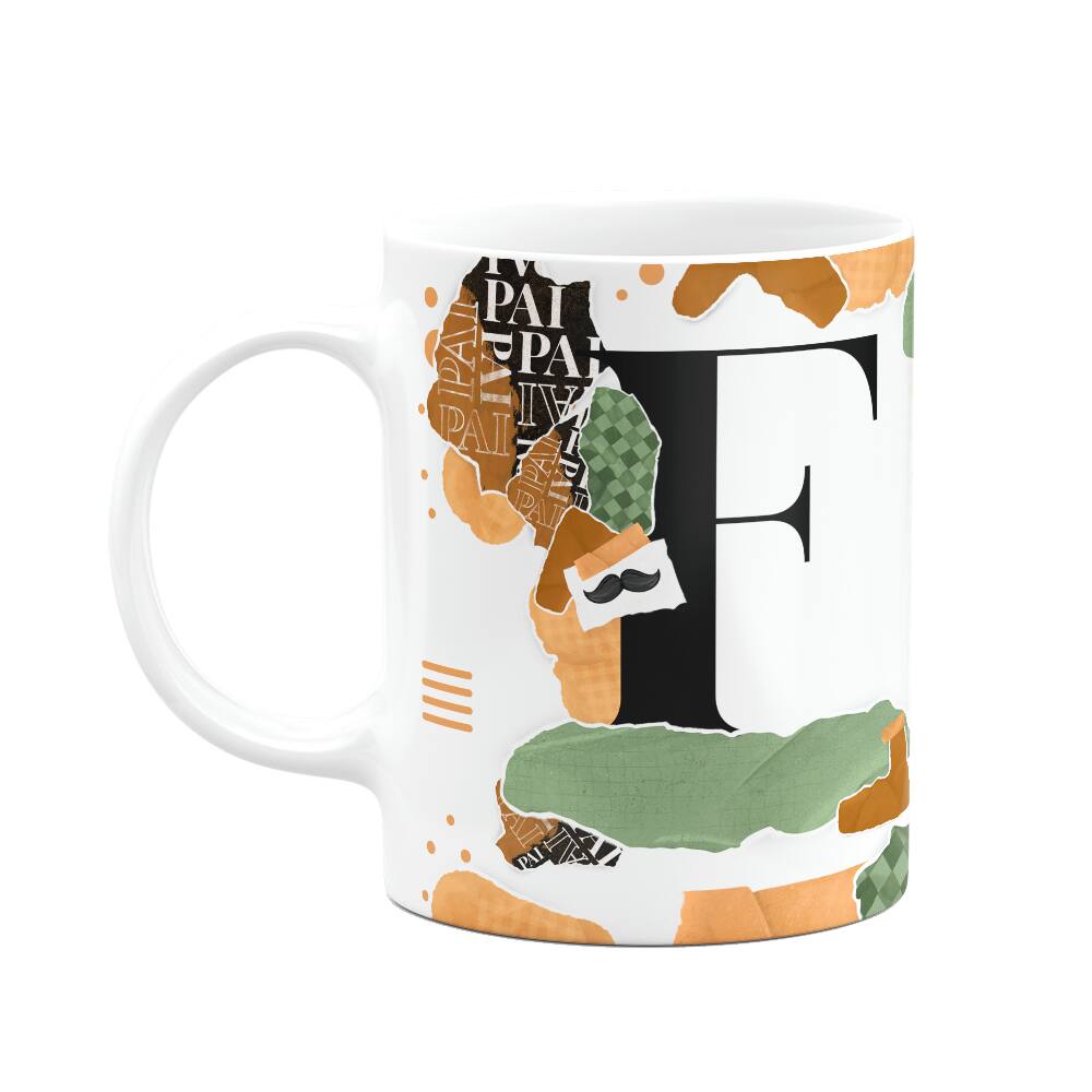 Caneca do Pai - Inicial do nome letra F - Bg-Green
