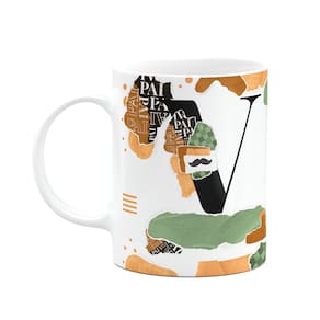 Caneca do Pai - Inicial do nome letra V - Bg-Green