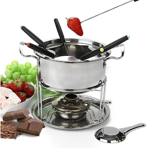 Aparelho de Fondue Em Inox 11 Peças Para Queijo Chocolate Inverno