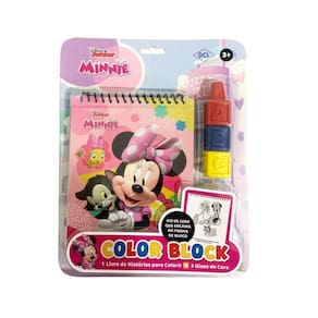 Livro Infantil Minnie Colorir Com 3 Gizes De Cera Em Bloco