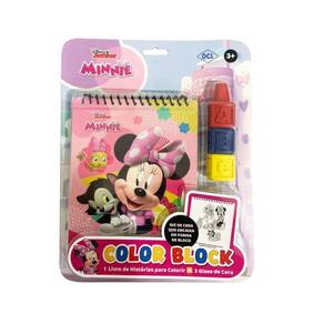 Livro Infantil Minnie Colorir Com 3 Gizes De Cera Em Bloco
