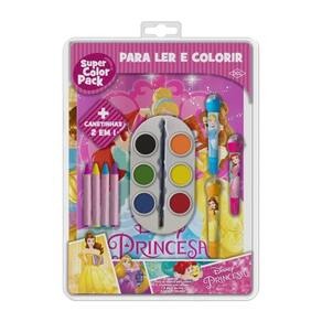 Livro Princesas Para Colorir Carimbo Canetinha Giz Aquarela