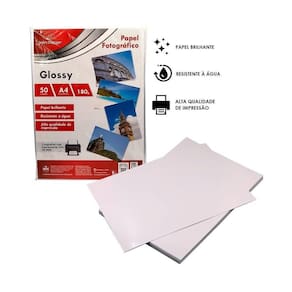 Papel Brilhante Fotográfico A4 Glossy 180G Com 50 Folhas