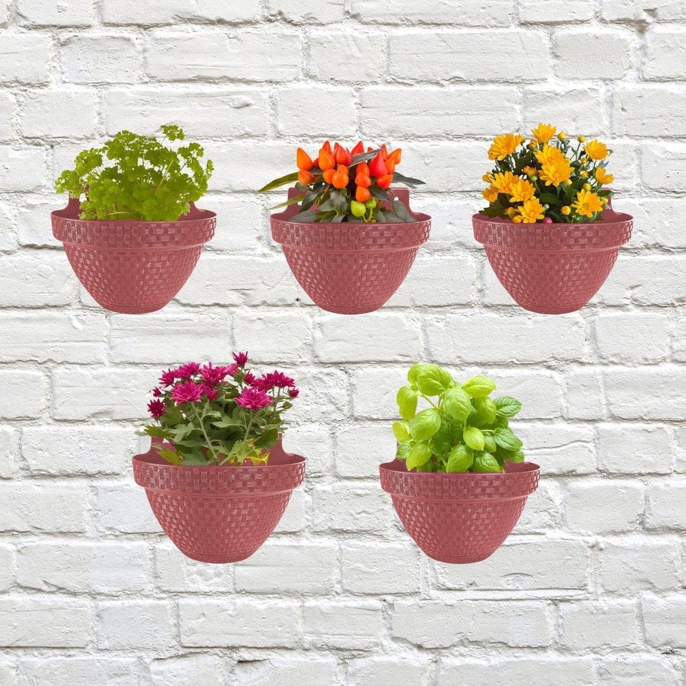 Vaso De Parede Meia Lua Rattan 3 Litros Terracota Antidengue