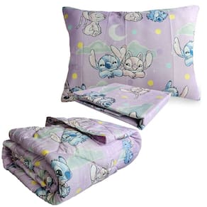 Kit Jogo de Cama + Edredom Infantil Stitch Solteiro Estampado Com 3 pecas Lepper