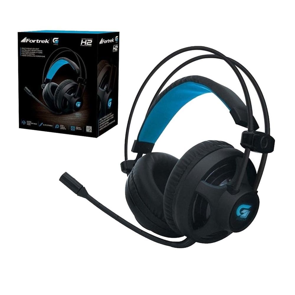 Headset Fone Ouvido Gamer Fortrek PRO H2 com LED Azul